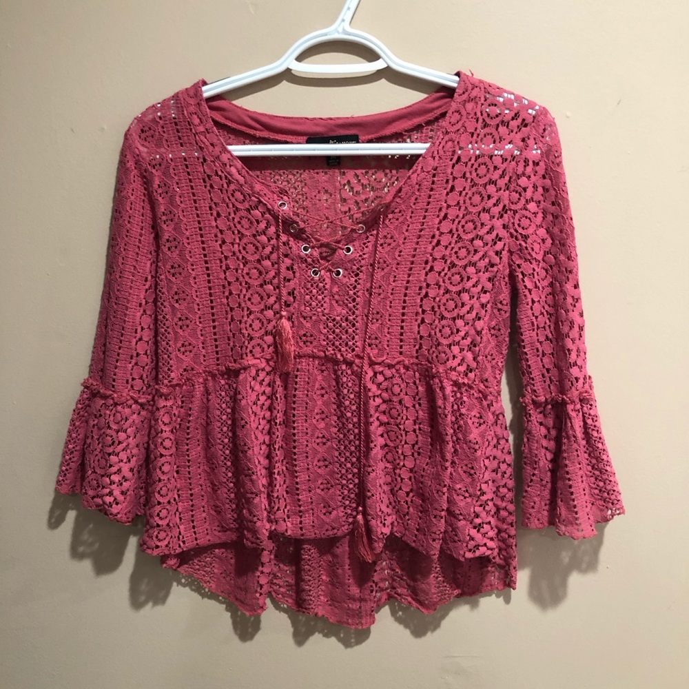 Almost Famous Pink Lace Blouse